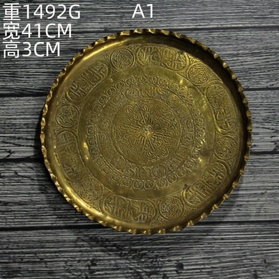vintge复古纯黄铜托盘欧式镀银金属法式手持水果碟盘子拍摄软装