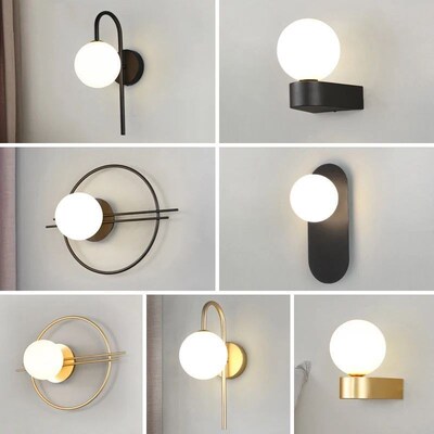 Minimalist LED Wall Lamp for Bedside Bedroom Indoor Glass Ba
