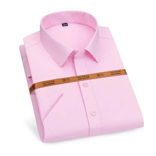 Mens short-sleeved shirt Business casual tooling solid colo