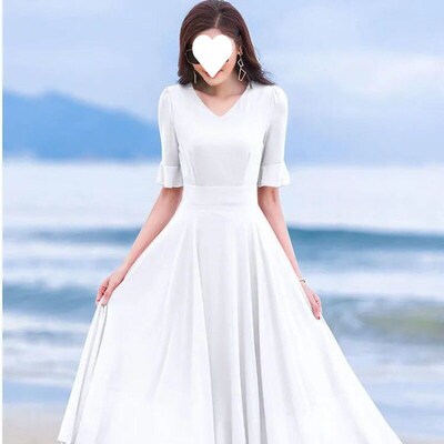 Large Swing ress Summer Re Mi-ngth aning hiffon ress Large S