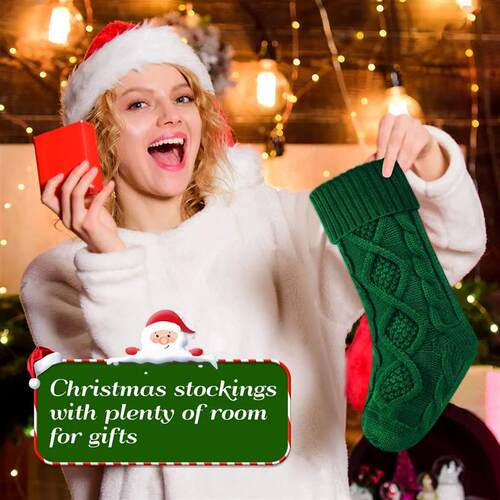4/6/8PA Christmas Stockings 18Inches Large Cable Knitted Sto