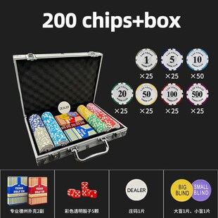 Texas Hold em aluminum box set 500 chips德州撲克鋁盒裝籌碼