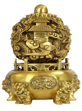 九转乾坤鼎铜摆件招财龙纹鼎青龙鼎客厅玄关办公室时来运转装饰品