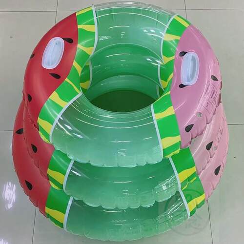 。 Summer double color round watermelon swimming ring adult