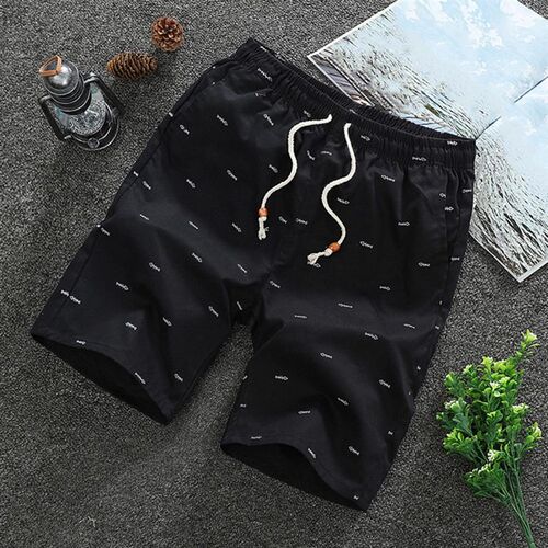 2021 Summer New Shorts Men Mid Rise Fish Bone Print Men Shor