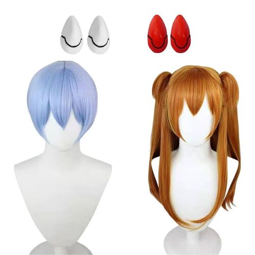 Asuka Langley Soryu Cosplay Costume Wig Hair Clips Rei Ayana