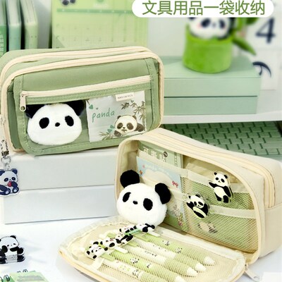 Large Capacity Pencil Case Kawaii Canvas Pencilcase School