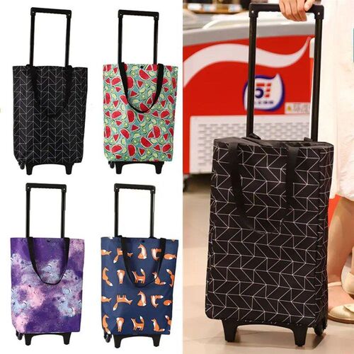 Trolley Bag Collapsible Shopping Cart with Wheels Reusable