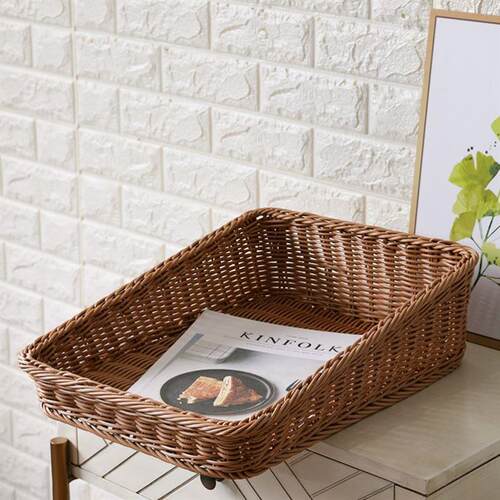 Imitation rattan snack storage basket, fruit basket, oblique