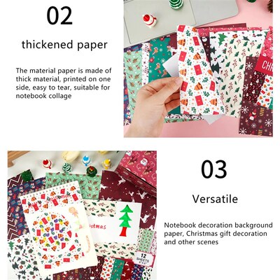 12 Sheet Merry Christmas Scrapbook Paper Pad Plaid Snowflake