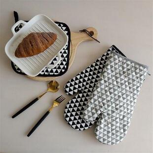 1Pc Geometry Pattern Cotton Heat Resistant Mat Home Kitchen