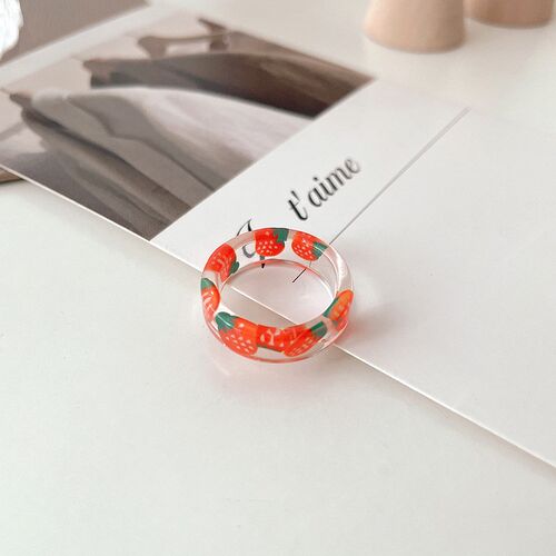 8 Style Transparent Colorful Fashion Resin Fruit Ring Set Sw
