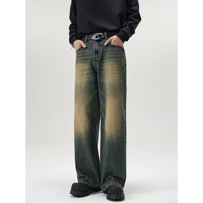 Colors Autumn Vintage Disssed Mens Baggy Straight Jeans