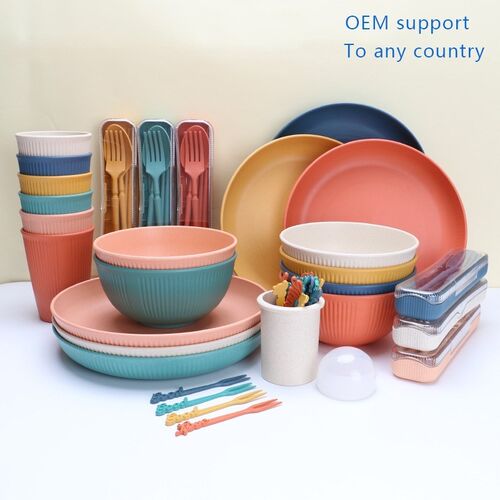 g bowls, plates, cups, knives, forks, spoons, chopsticks set