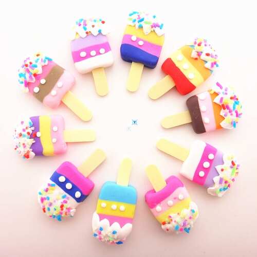 10pcs/lot  17*34MM Mix Colors Kawaii Soft Clay Rainbow Ice