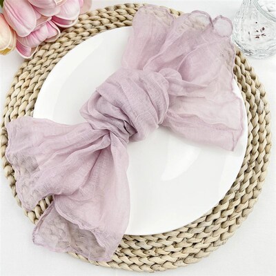 6PCS Pink Gauze Cheesecloth Napkin Table Placemats Setting D