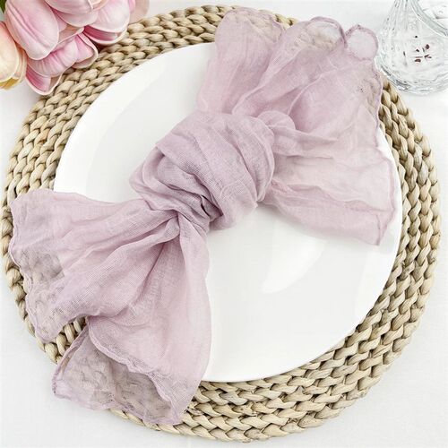 6PCS Pink Gauze Cheesecloth Napkin Table Placemats Setting D