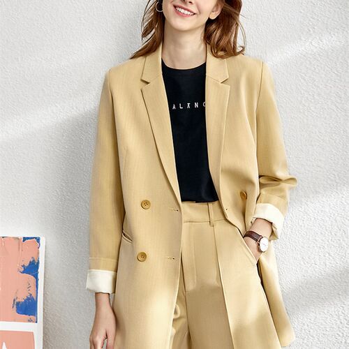 Amii Minimalism Spring Female Office Lady Blazer Women Vneck