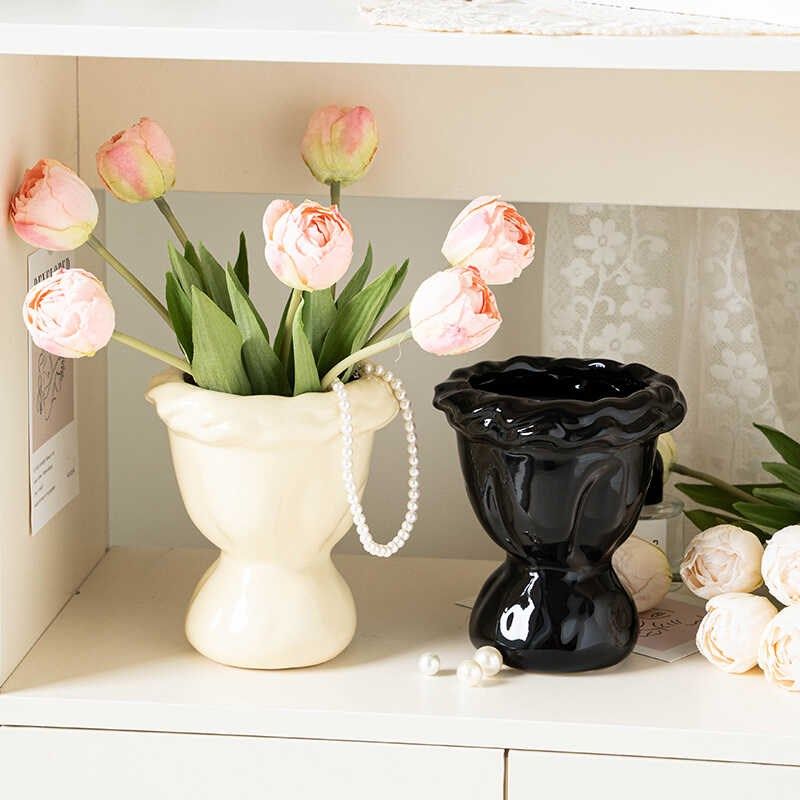 欧式复古黑色陶瓷花瓶摆件客厅插花高级感餐桌装饰品创意水培鲜花,家居饰品,花瓶,淘宝优惠券,粉丝福利购,淘宝优惠卷