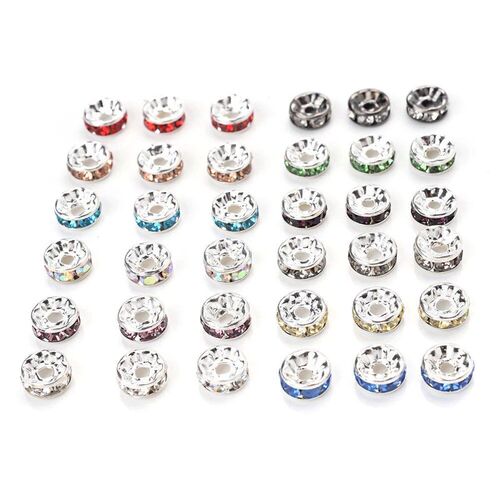 50/100pcs Rhinestone Spacer Beads Mix Color Czech Crystal Me