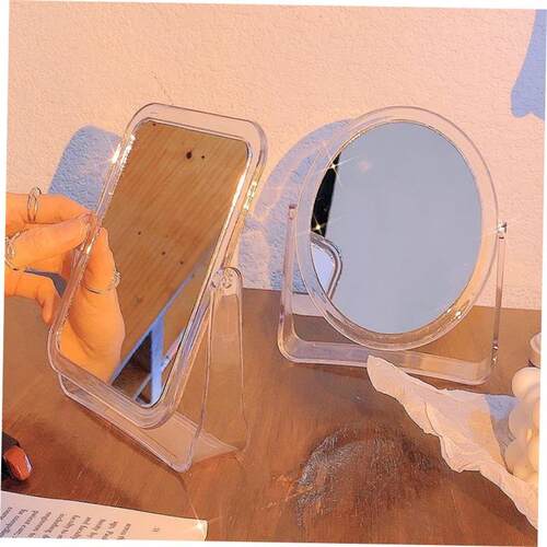 Mirror female makeup mirror desktop wooden single-sided2021