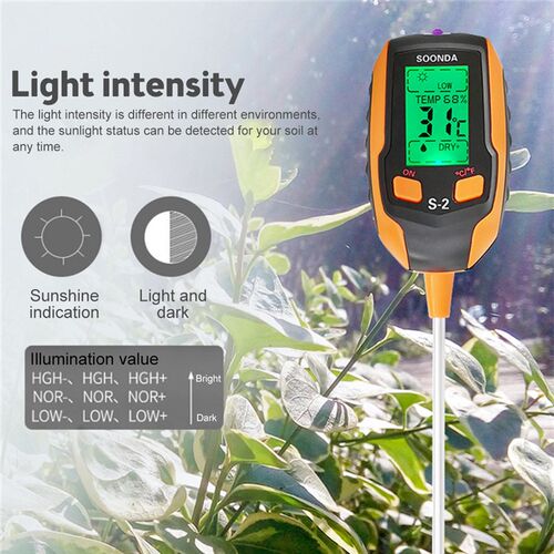 Soil Tester 5-in-1 Household Soil PH Meter Soil Lighting/Tem