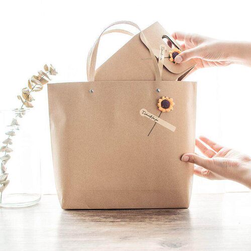 Vintage Kraft Present Bag Dry Flower Pure Color Gift Box Set