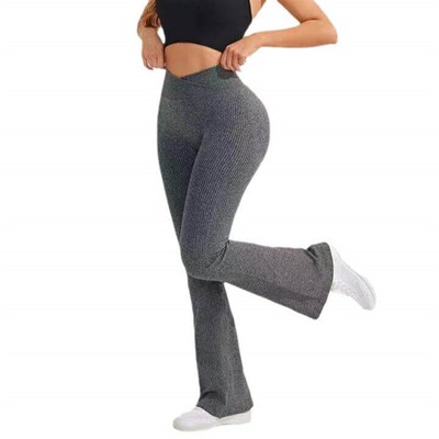 Waist flared pants, high waist and hip fitness pants,