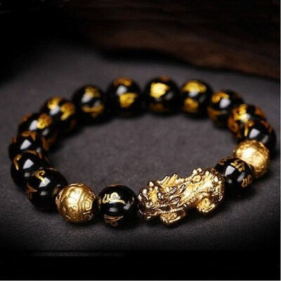 2PCS Feng Shui Black Obsidian Wealth Bracelets for Women