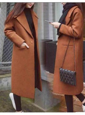 Winter thick loose long woolen coat woman over knee coats
