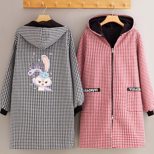 加绒加厚长袖围裙时尚罩衣女新款大人正穿保暖工作服上班定制外