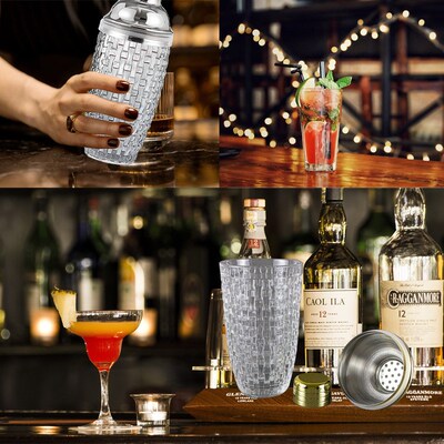 Glass Mixer Iced Glass Shaker Stainless steel lid Mixing Cup