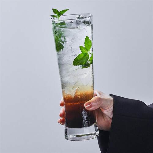 369ml glass cocktail glass and patterned cold drink glass
