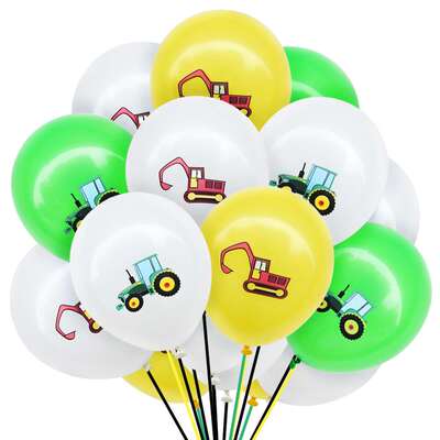 12 inch color excavator car latex balloon engineering vehicl