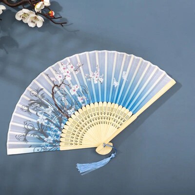 Hand Fan Foldable Silk Fan Noodles Bamboo Fan Bones Hallowe