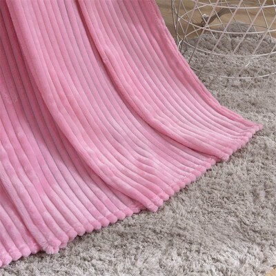Pure color cloud mink fleece striped blanket flannel blanket