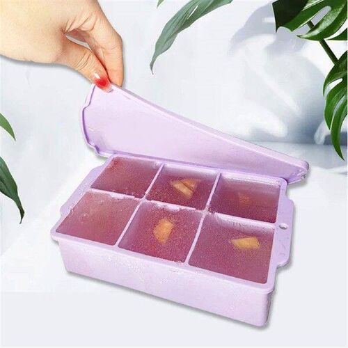 6 Grid Square Ice Tray with Removable Lid Easy Release