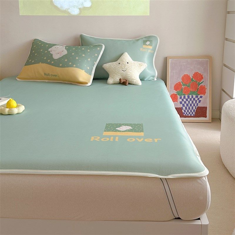 月亮睡了可爱冰丝软凉席床笠三件夏凉席宿舍家用可机洗空调席夏,床上用品,冰丝席,淘宝优惠券,粉丝福利购,淘宝优惠卷