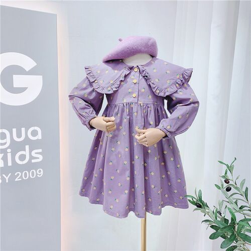 2023  Spring Autumn Baby Girls Cute Floral Print Dress Chil