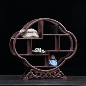 小博古架实木多宝架底座展示紫砂壶茶壶架子中式 多宝阁鸡翅木摆件