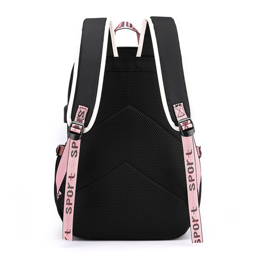 Fengdong large school bags for teenage girls USB port canvas