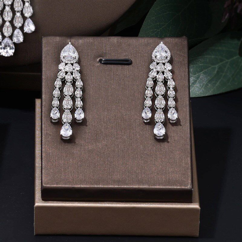2023 New 4-piece Bridal Cubic Zirconia Full Set Womens Part - 实物图