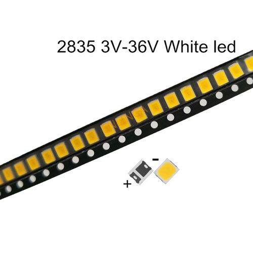 100pcs SMD LED 2835 White Chip 0.5W 3V 6V 9V 18V 60-70LM Ult