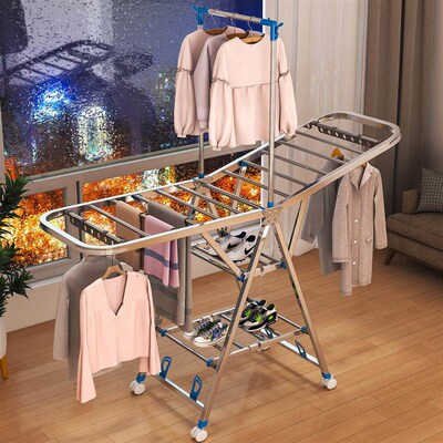Clothes Drying Rack, Sock Clips Metal Laundry Rack, Foldable