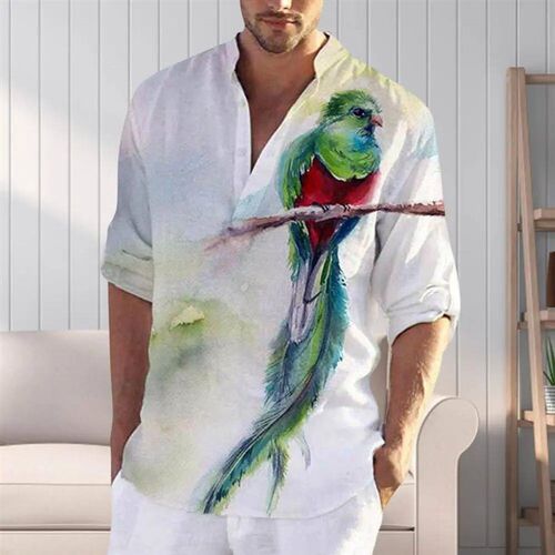 Plus Size Mens Long Sleeve Casual Shirts Male Fashion Top Pu