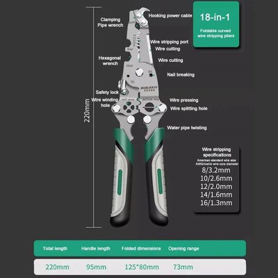 Foldable wire stripper pulley design multi-function electric