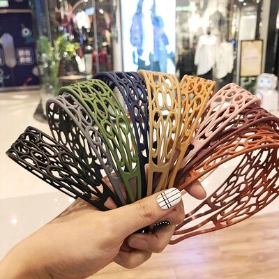 Frosted Matte Hollow Headbands Solid Color Plastic No-Slip T