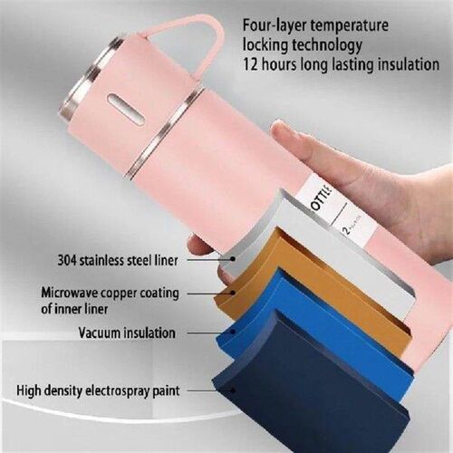 Business Style Stainless Steel Vacuum Flask 500ML 3cup Lids