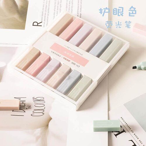 6 pcs/set Brief Style Pale Color Highlighter Fluorescent Pen