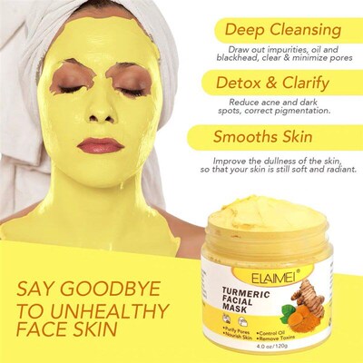 120g Turmeric Mud Mask Deep Cleansing Brightening 姜黄泥膜